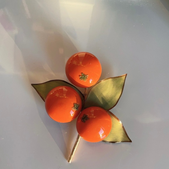 Cilea orange brooch vintage